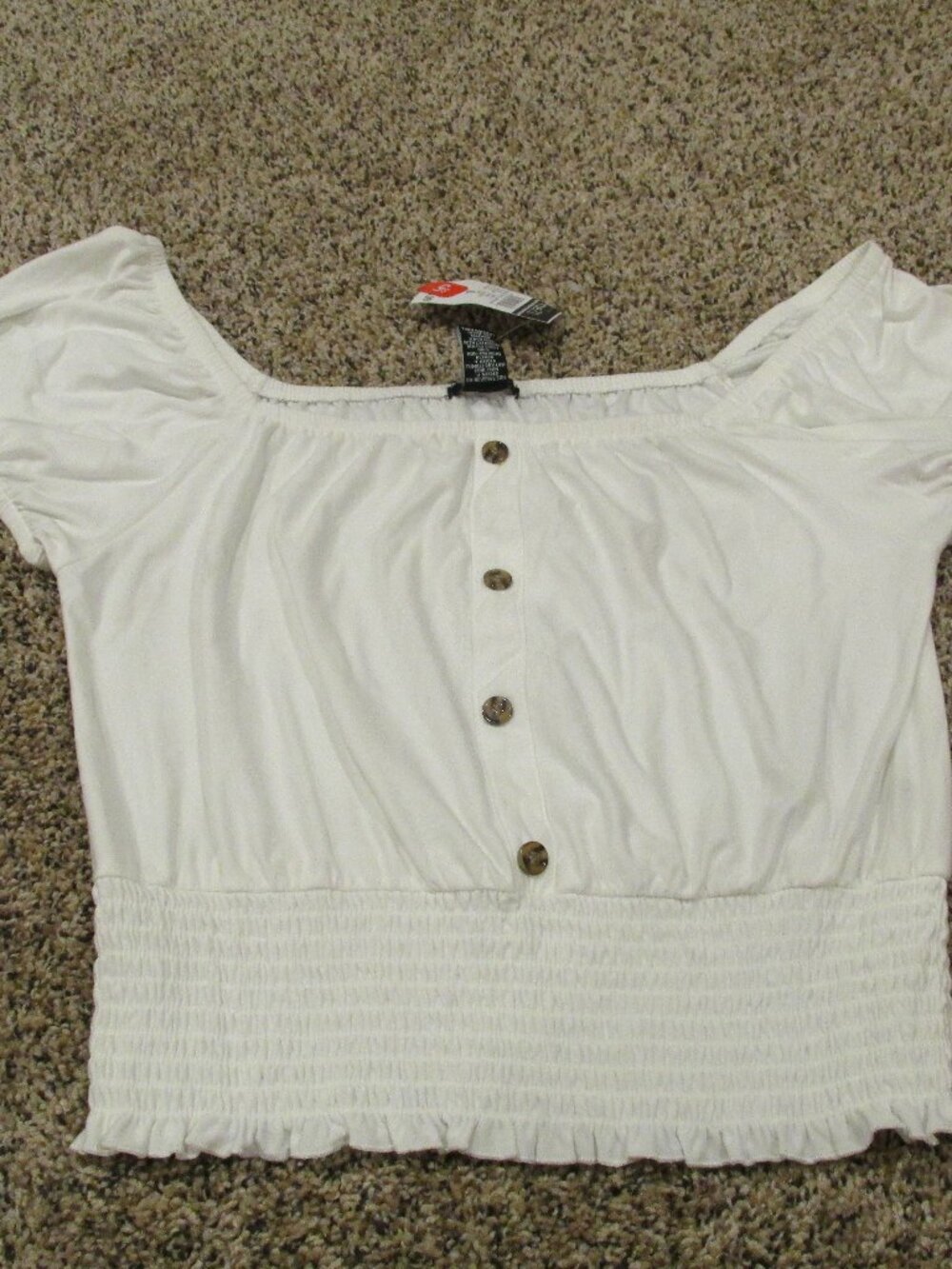Rue21 Off Shoulder Crop Top Pullover Shirt Womens Size‎ Small White Short Sleeve